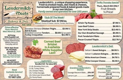 Laudermilch Meats Specials for March 6 - 12, 2025