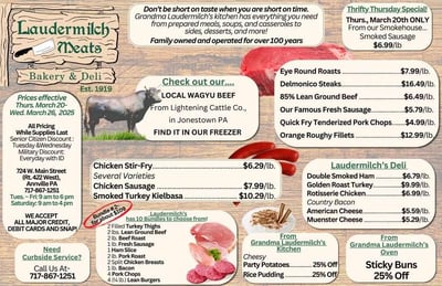 Laudermilch Meats Specials for March 20 - 26, 2025