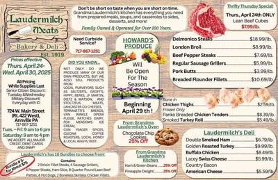 Laudermilch Meat Market Specials for April 24 - 30, 2025