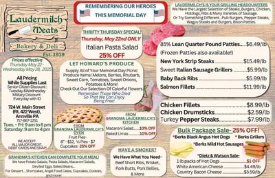 Laudermilch Meats Specials for May 22 - 28, 2025